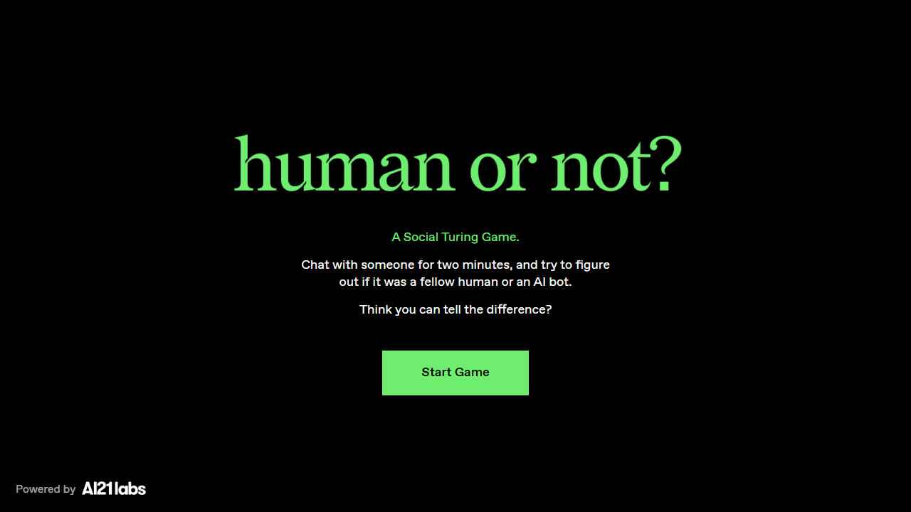 Human or Not oyun başlangıç ​​ekranı