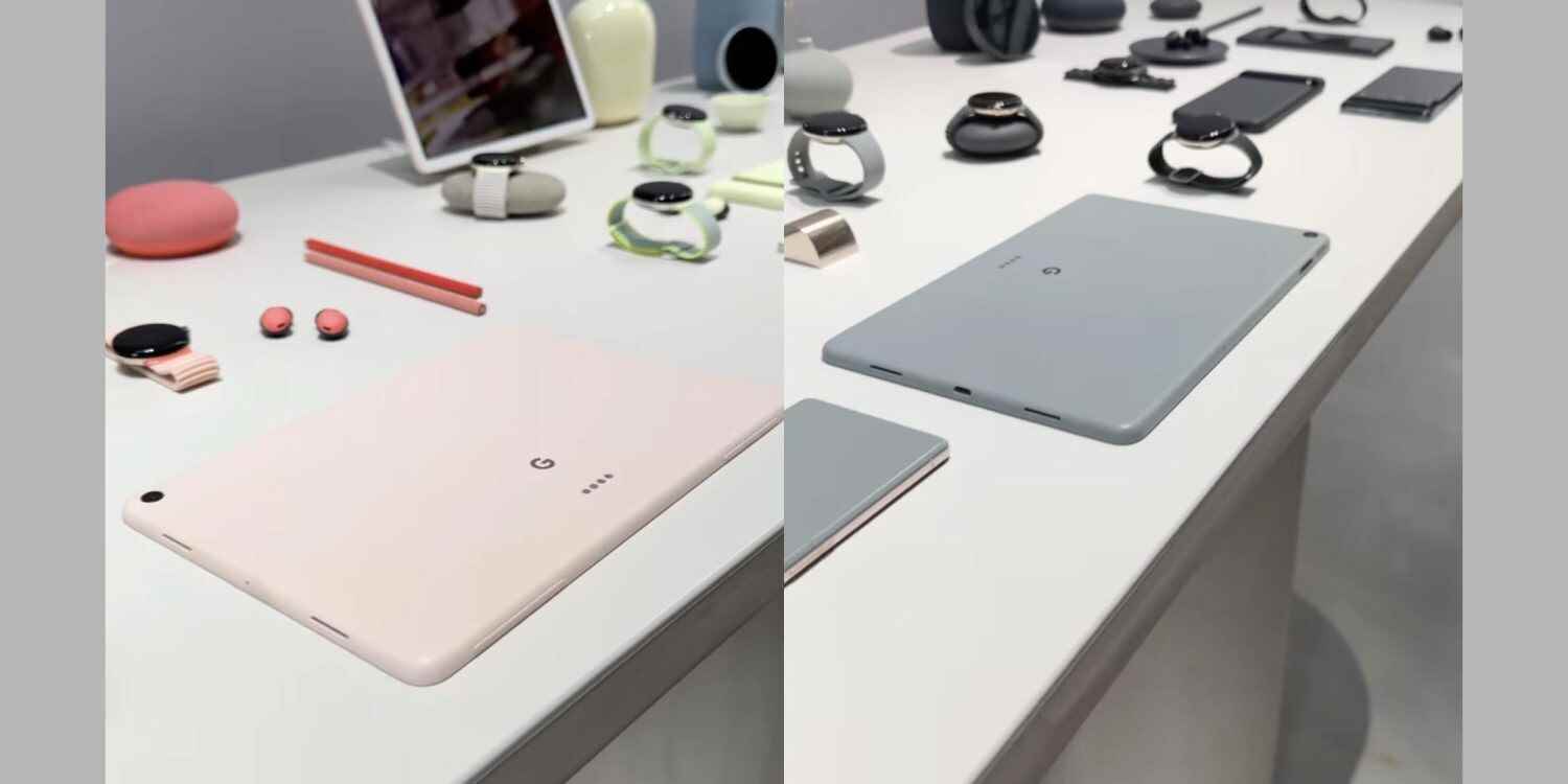 Mercan renginde Pixel Tablet.  İmaj kredisi 9to5Google - Piksel Tablet, Milano'da fotoğraflanan bir masanın üzerinde ortaya çıkıyor