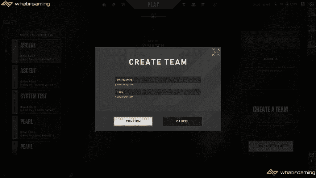 WhatIfGaming ile Valorant Premier'de Takım Oluşturma.