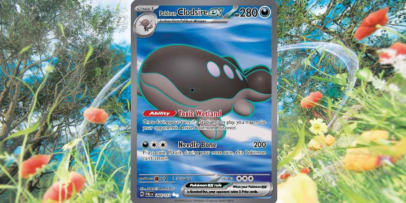 Pokémon TCG'nin Paldea Evolved genişlemesinden Paldean Clodsire eski kartı.