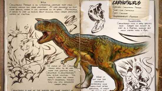 En iyi Ark dinozorlarından biri, bu dergide gösterildiği gibi Carnotaurus'tur.