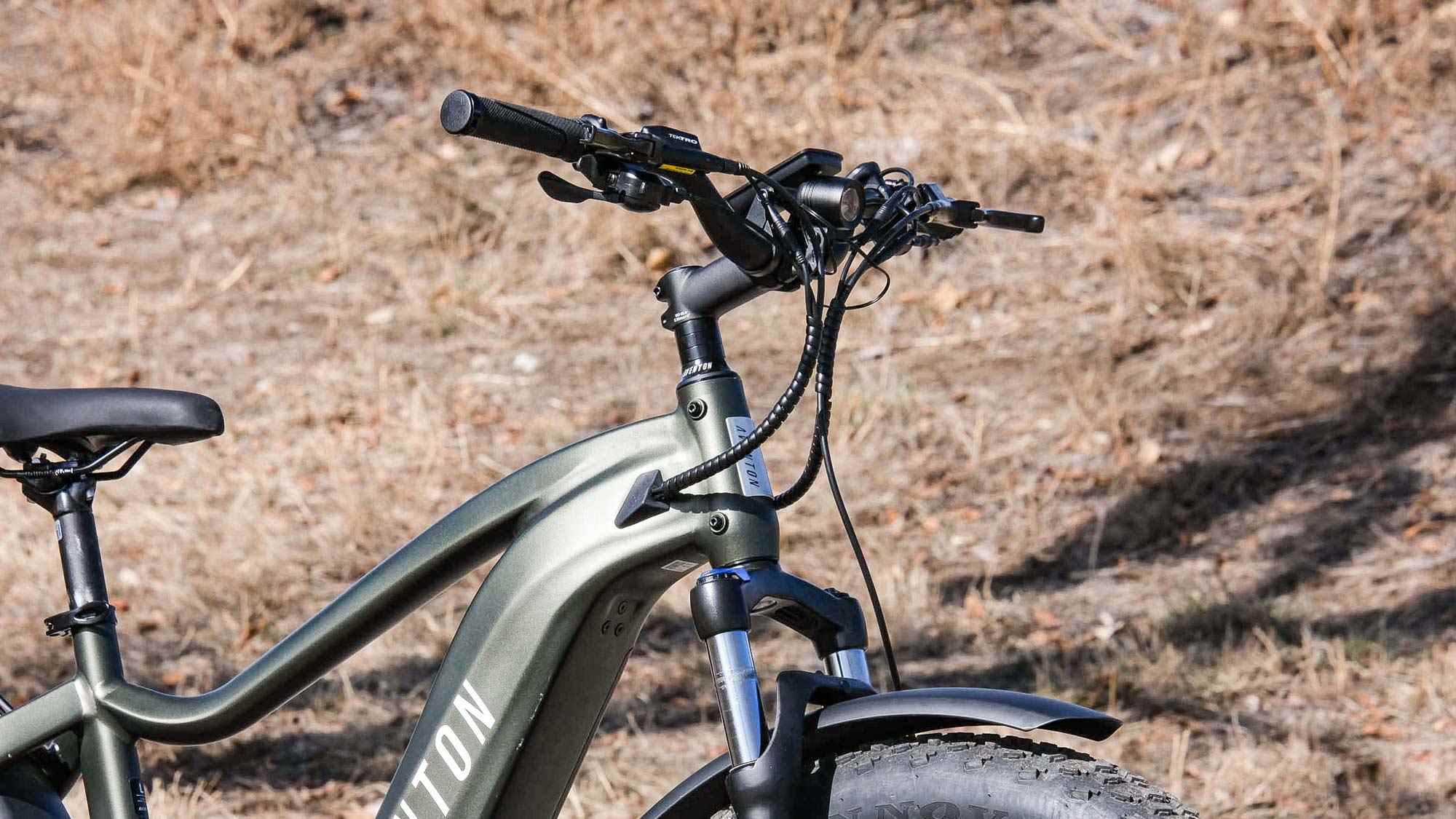 Aventon Aventure.2 parkta dışarıda oturuyor