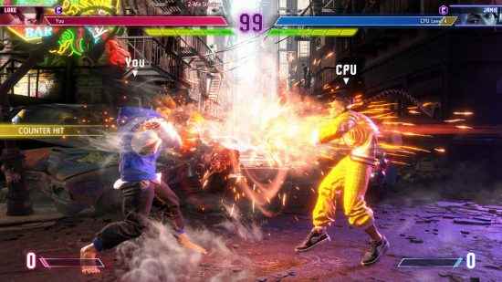 Street Fighter 6 Luke, Jamie'ye Sand Blast ile vurdu.