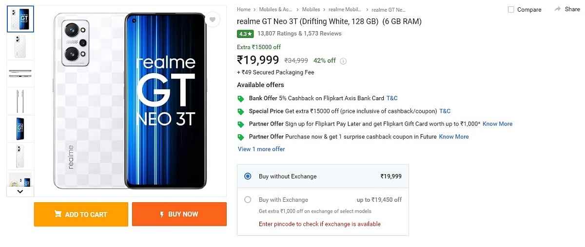 realme gt neo 3t flipkart satır içi realme GT neo 3T