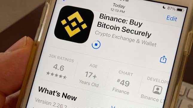 Binance uygulaması bir iphone 8 pro'dan fotoğraflandı.