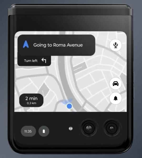 Razr+'a ait daha büyük 3,5 inçlik Hızlı Görünüm ekranındaki Google Haritalar - Birinci sınıf Motorola Razr 40 Ultra'nın ABD'deki adı sızdırıldı