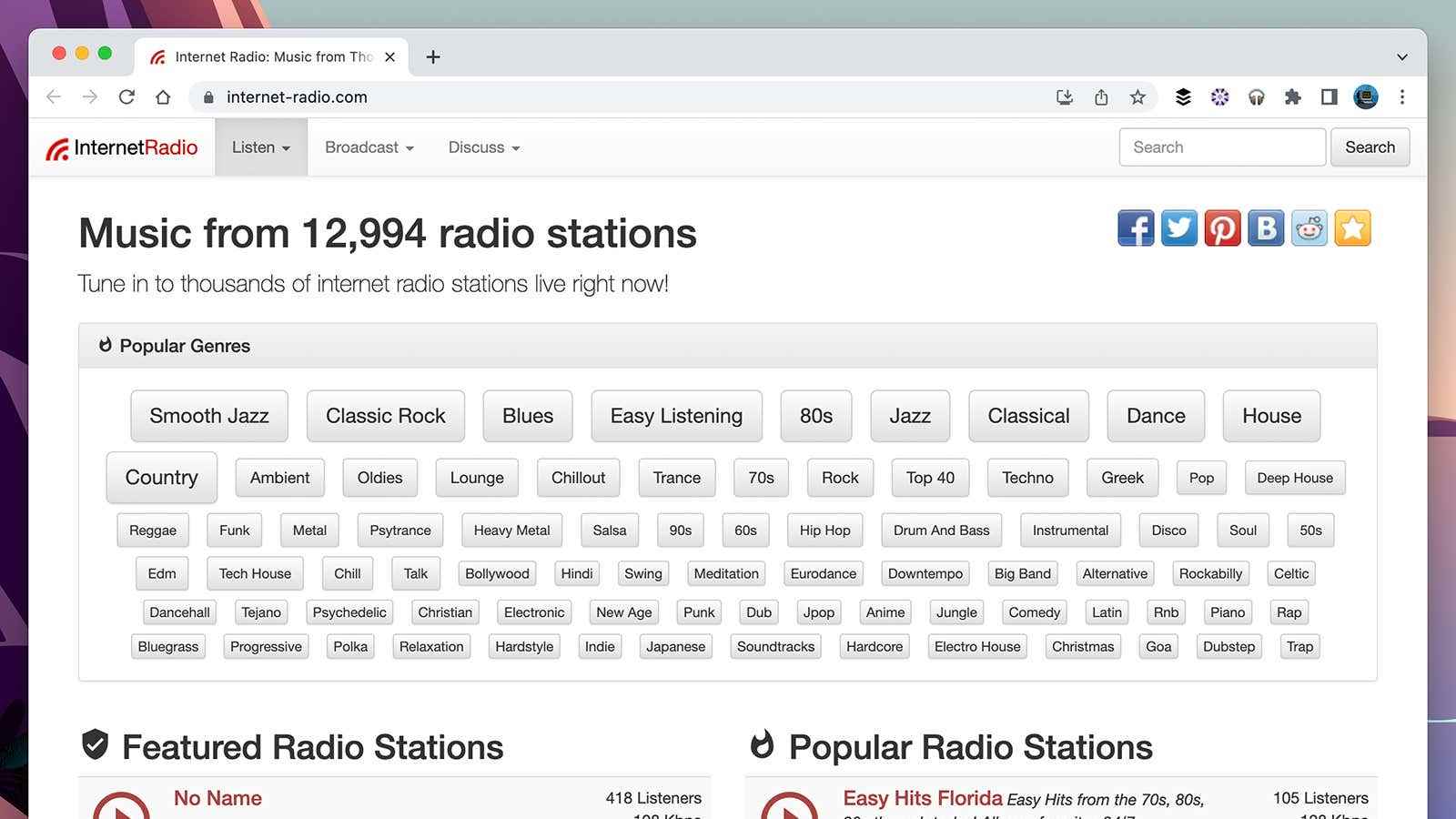 Internet-radio.com ekran görüntüsü