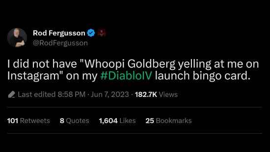 Diablo 4 - genel menajer Rod Fergusson'dan tweet: 