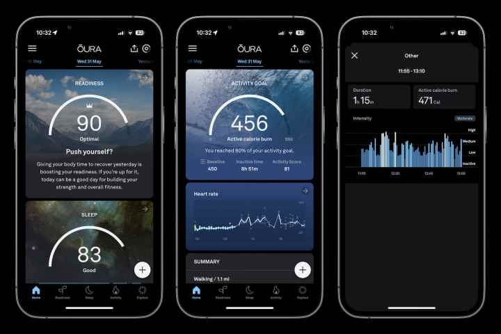 Oura Ring uygulamasından alınan ekran görüntüleri.