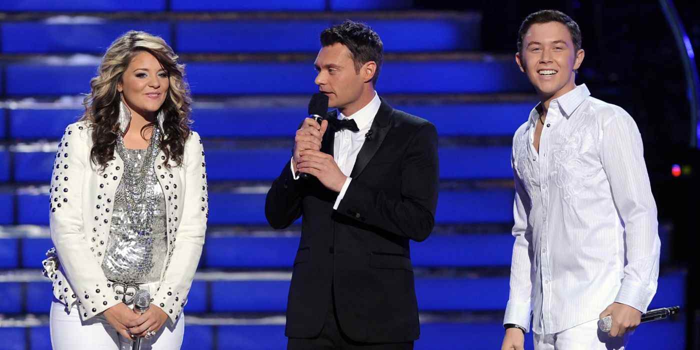 American Idol Sezon 10'dan Scotty McCreery, Lauren Alaina ve Ryan Seacrest