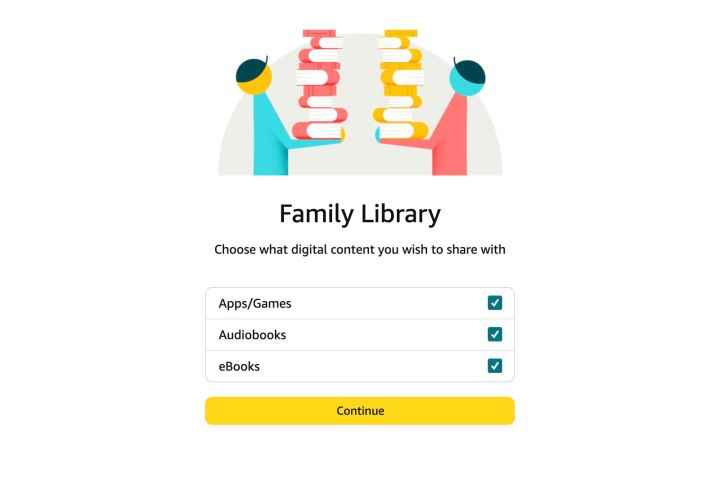 Amazon Evinde aile kitaplığı içeriğini paylaşma.