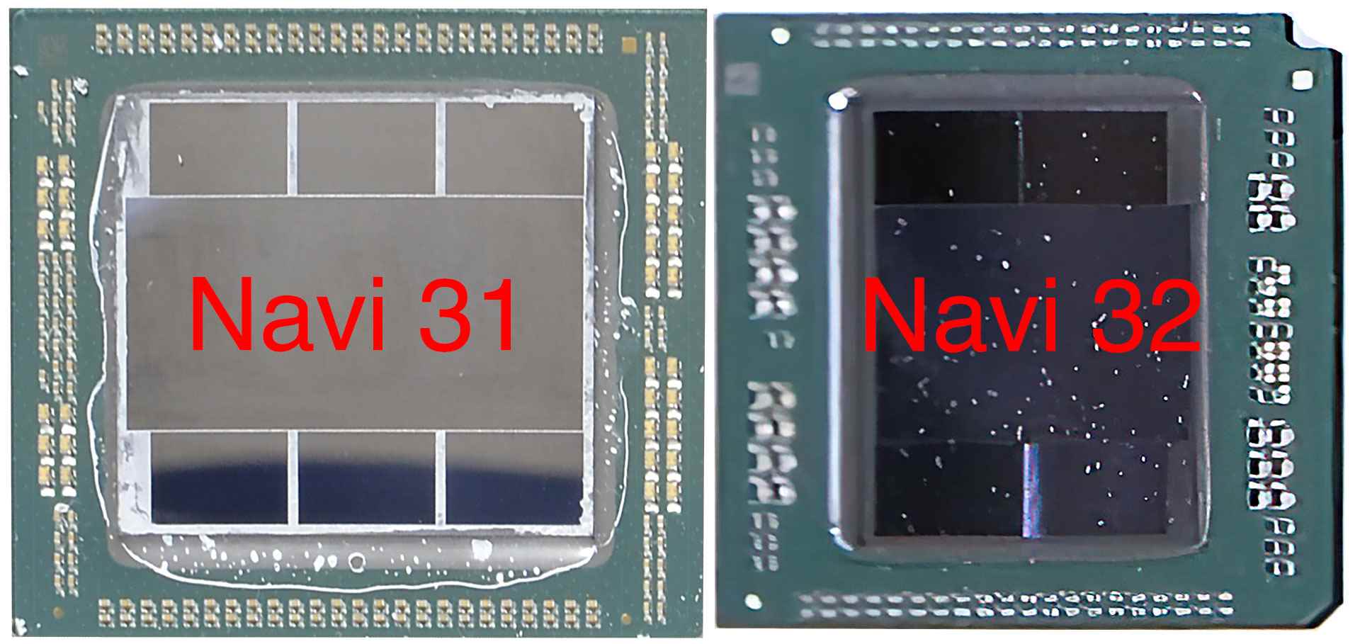 AMD Navi 31 ve AMD Navi 32 çip çekimi