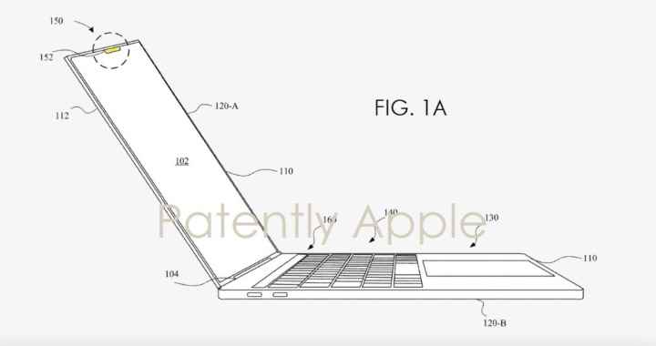 Patently Apple tarafından alınan bir MacBook'u gösteren bir patent.