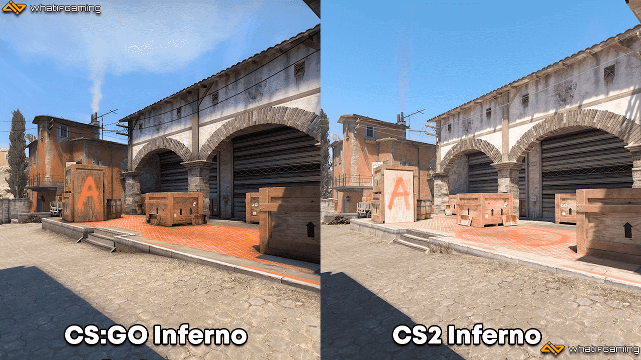 Inferno CS:GO vs Counter-Strike 2 harita karşılaştırması.