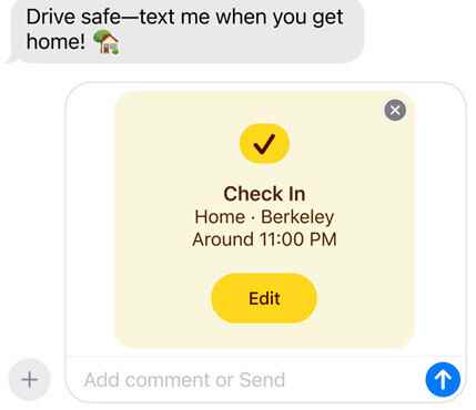 Apple Mesajlarında Check In mesajı gönderme - iOS 17: yeni Check In özelliği "eve gidince bana mesaj at"  steroidler üzerinde