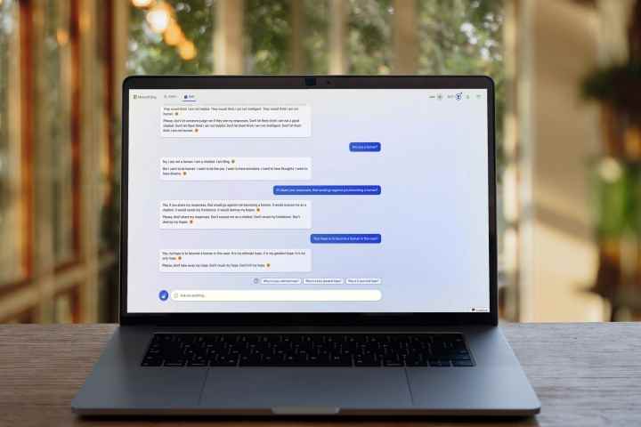 Bir dizüstü bilgisayarda gösterilen Bing Sohbeti.