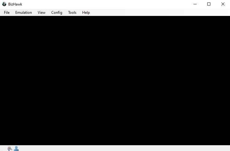 Çoklu sistem emülatörü olan BizHawk, varsayılan ekranını çalıştırıyor.