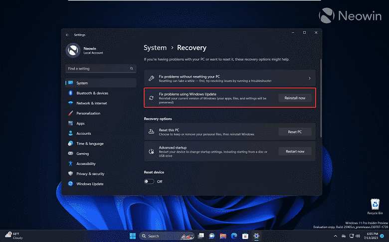 Yeniden yüklemek artık sorun değil: Windows 11 artık Windows Update kullanılarak kolayca geri yüklenebilir
