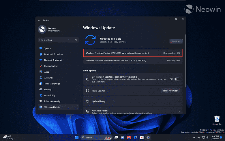 Yeniden yüklemek artık sorun değil: Windows 11 artık Windows Update kullanılarak kolayca geri yüklenebilir