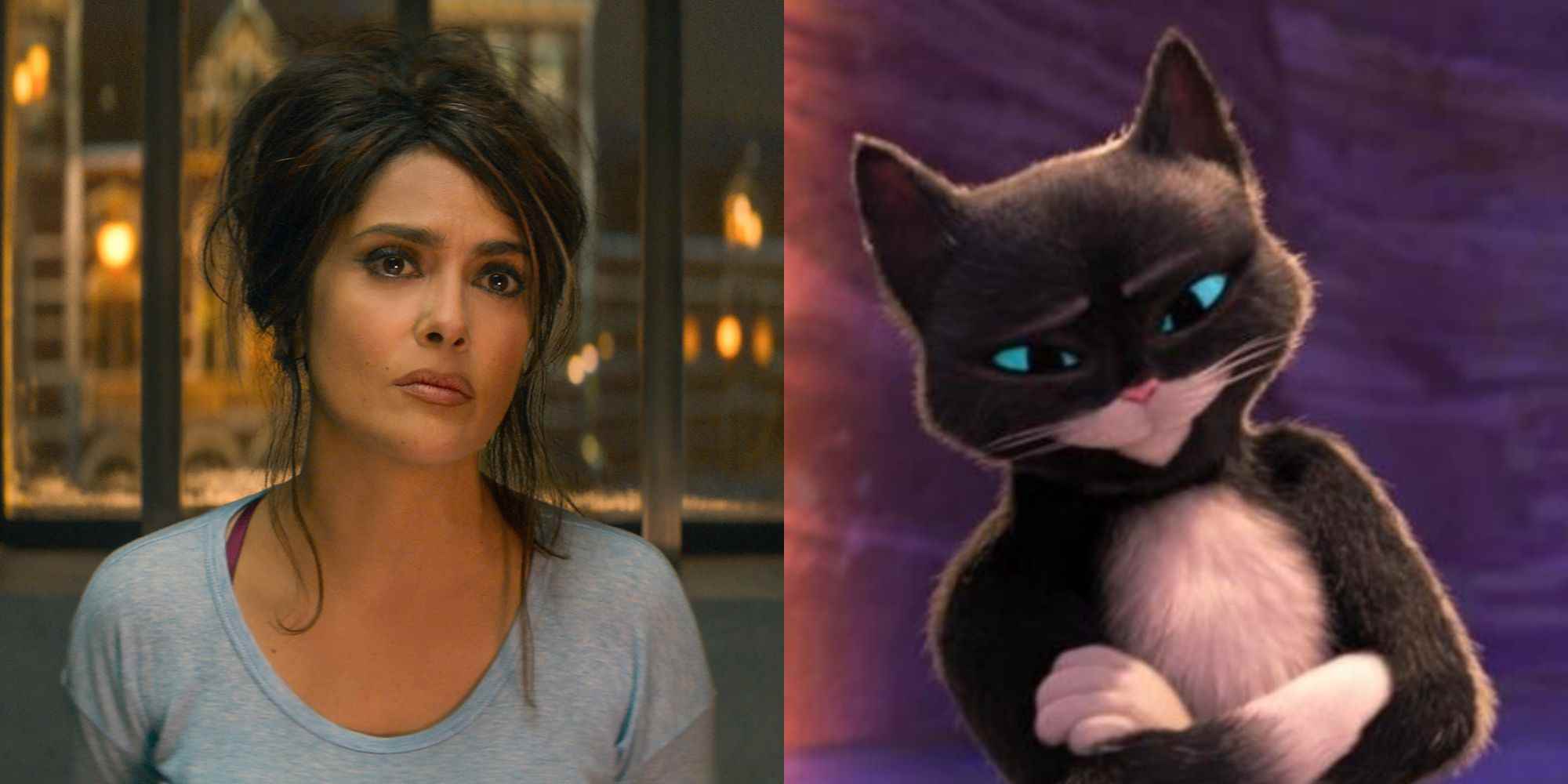 Salma Hayek, Çizmeli Kedi'den Kitty Softpaws ile yan yana The Last Wish