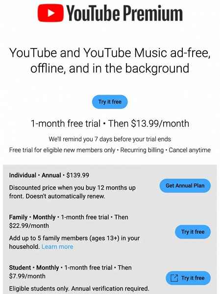 YouTube Premium, herhangi bir duyuru yapılmadan daha pahalı hale geldi.  Abonelik fiyatları yalnızca ABD'de arttı.