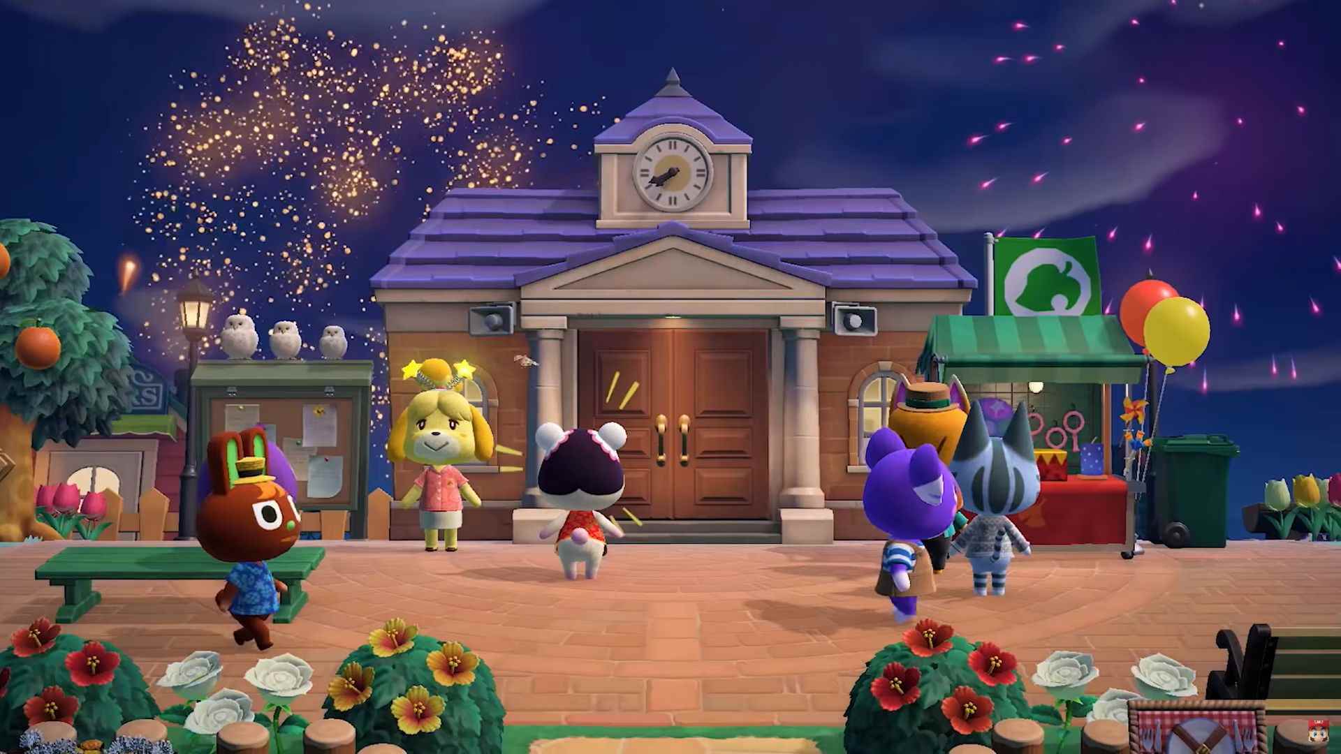 Animal Crossing New Horizons Oyuncusu ve Köylüler Havai Fişek Gösterisini Kutluyor