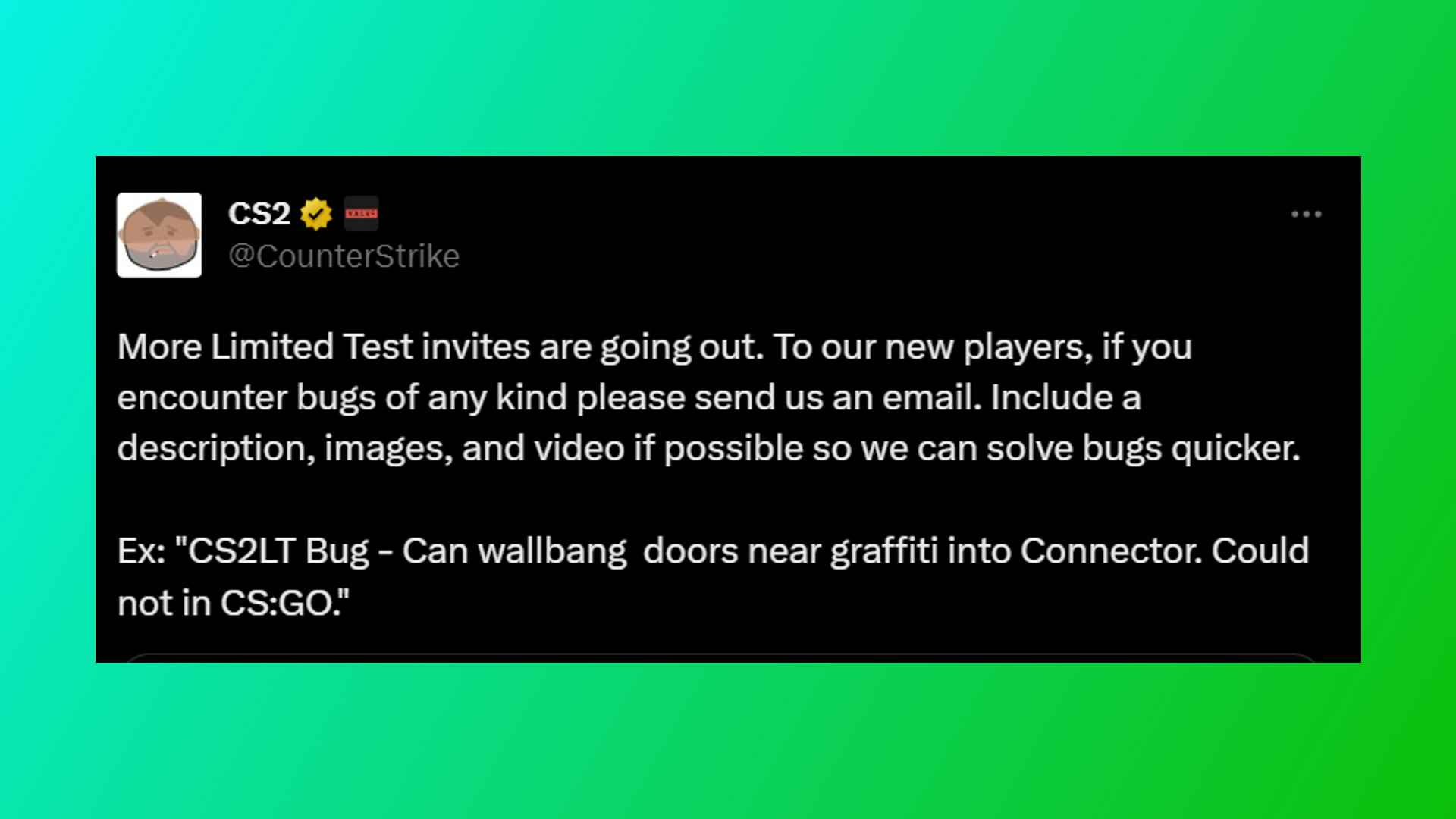 Counter-Strike 2 davetleri: Valve'den FPS oyunu Counter-Strike 2'ye daha fazla davet reklamı yapan bir tweet