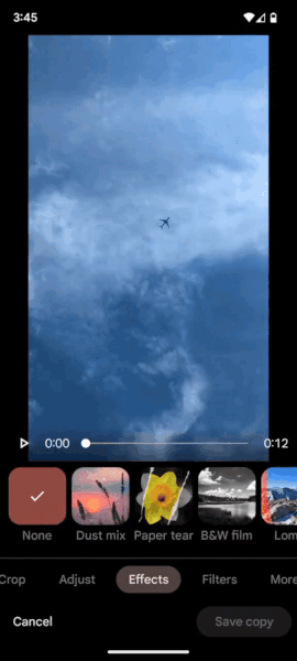 Google Fotoğraflar, düzenleyicide şık video efektleri sunar