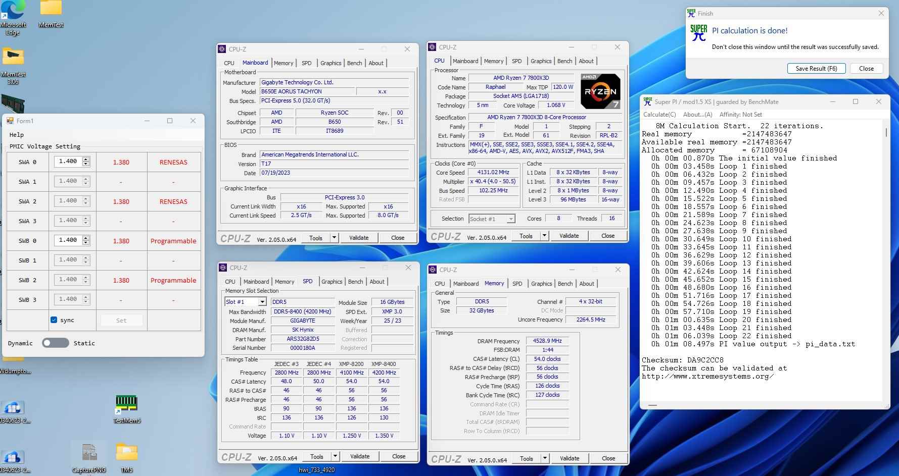 HiCookie'nin Ryzen 7 7800X3D'de DDR5 9000MHz Hız Aşırtma