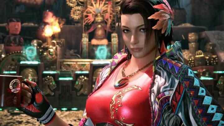 Tekken 8'de Azucena'nın elinde kahve kupası var.