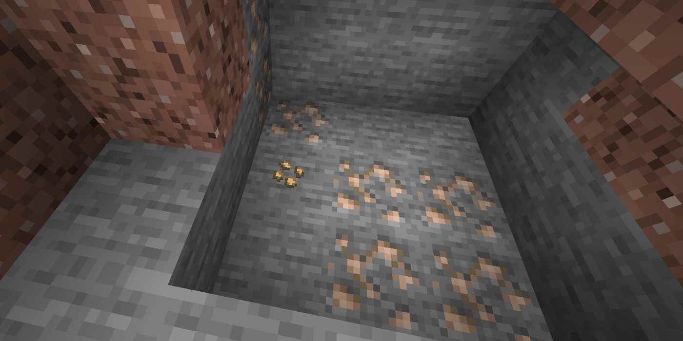 Minecraft'taki bir Demir Madeninin görüntüsü