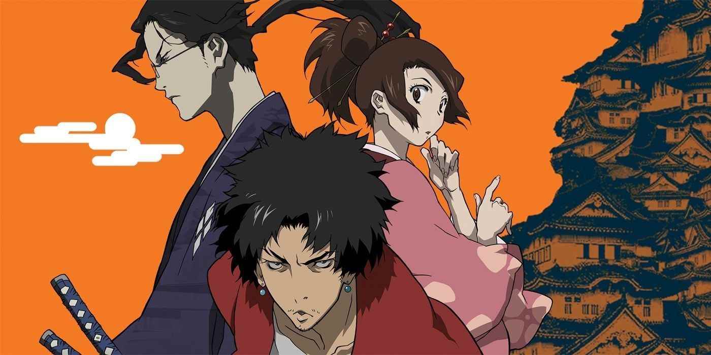 Samurai Champloo'nun ana sanatında Jin, Mugen ve Fuu.