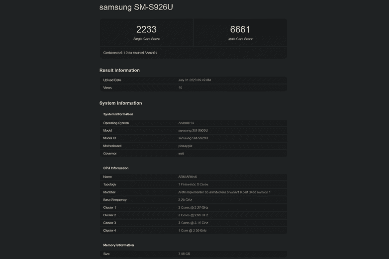 Snapdragon 8 Gen 3'ün Geekbench sonucu