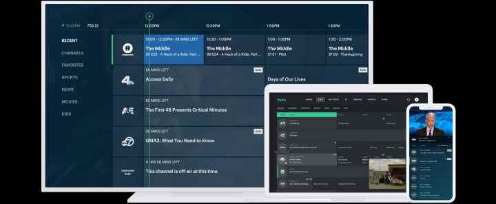 Hulu Live TV'deki Canlı Rehber Örneği.