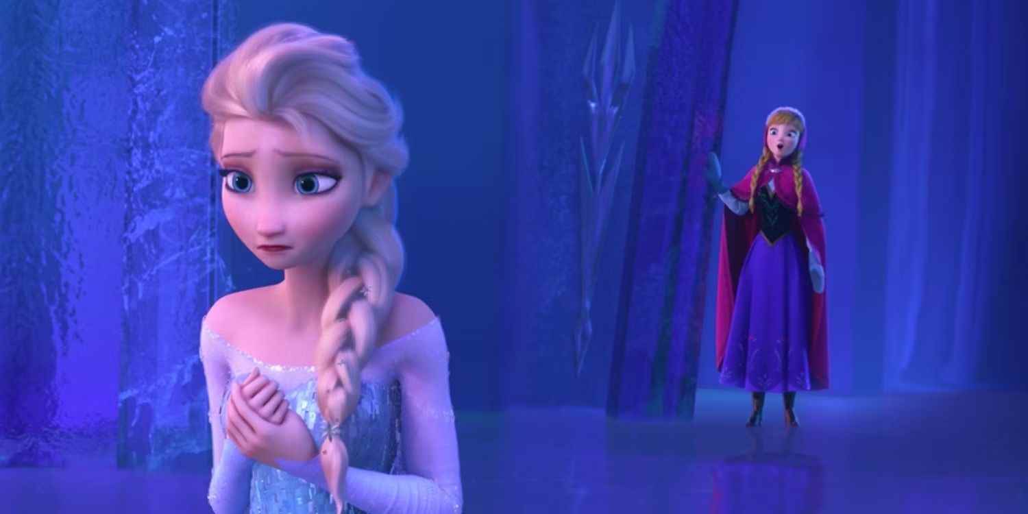 Frozen'daki buzdan kalede Elsa ve Anna