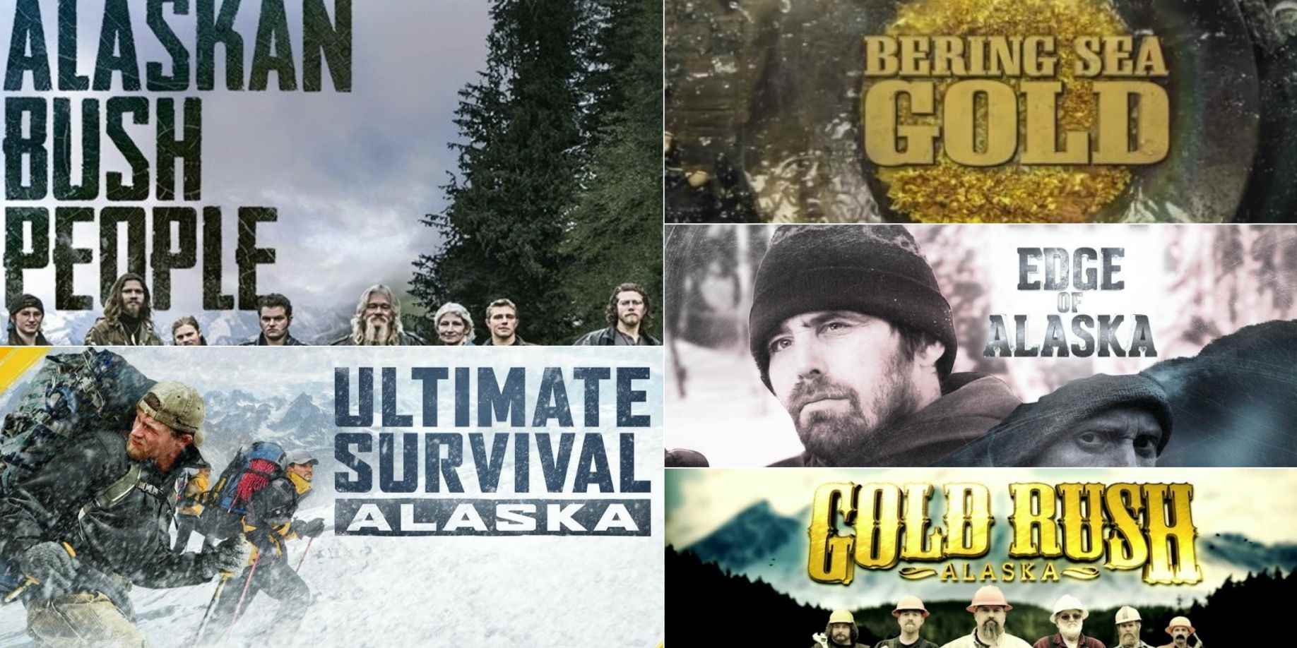 Alaska'da çekilen realite televizyon programlarından oluşan bir kolaj.