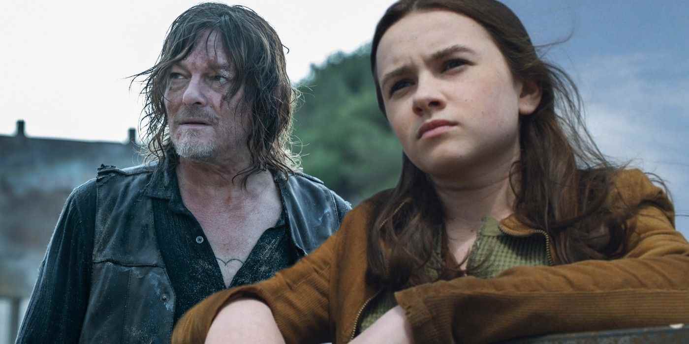 Walking Dead'de Daryl Dixon rolünde Norman Reedus ve Judith rolünde Cailey Fleming