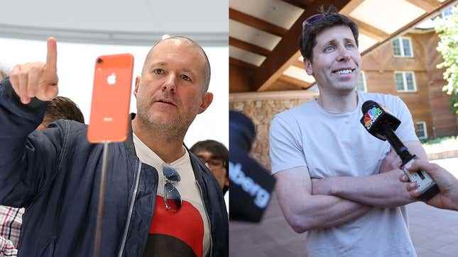 Eski Apple Baş Tasarım Sorumlusu Jony Ive (L) ve OpenAI CEO'su Sam Altman (R).