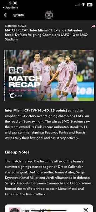 Inter Miami iOS uygulaması - Apple'ın MLS Season Pass abone sayısındaki artıştan bir oyuncu sorumlu