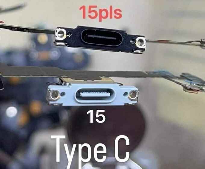 Fotoğrafın iPhone 15 Plus ve iPhone 15 için USB-C bağlantı noktalarını gösterdiği iddia ediliyor - Başlangıçta AB kuralına karşı çıkan Apple, şimdi iPhone için USB-C konusunda sizi aydınlatacak