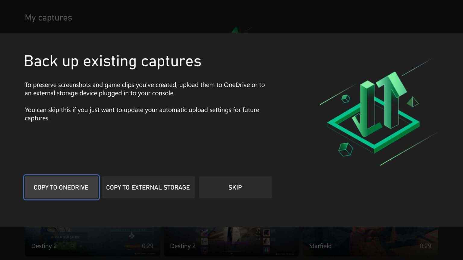 Xbox ekran görüntüsü yedekleme