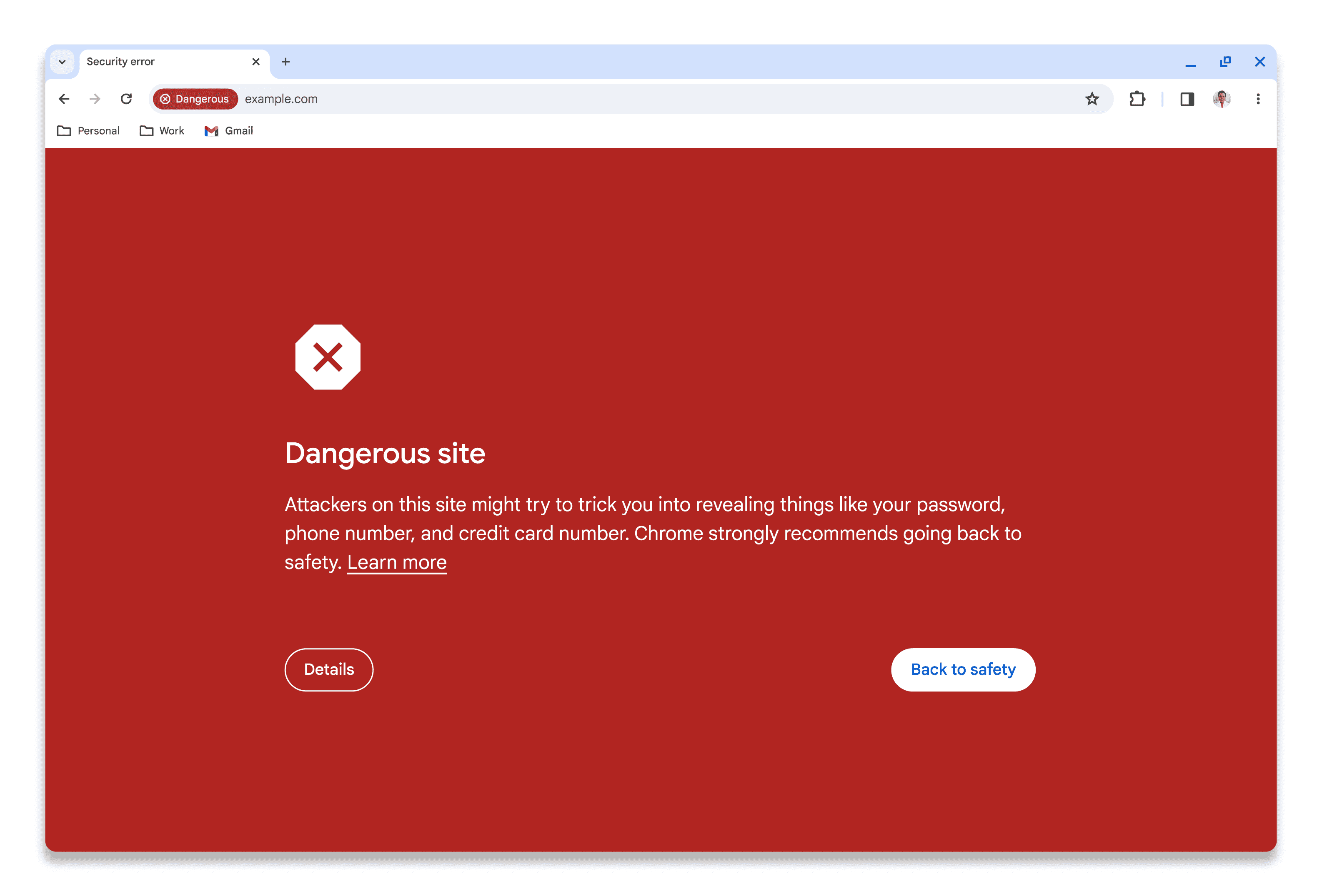 Kötü bir uygulamanın işaretlendiğini gösteren Google Chrome ekran görüntüsü