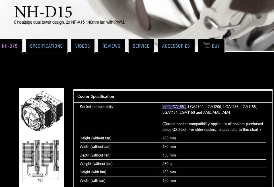 Noctua NH-D15 soğutucu Soket LGA1851 uyumludur