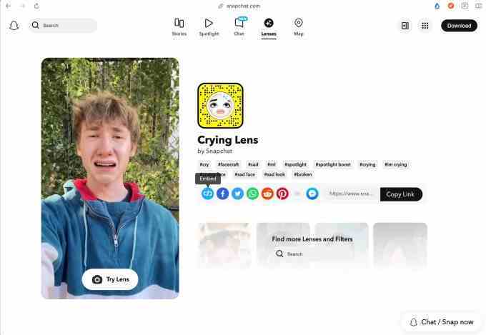 Snapchat artık web sitelerinin içerik yerleştirmesine izin veriyor