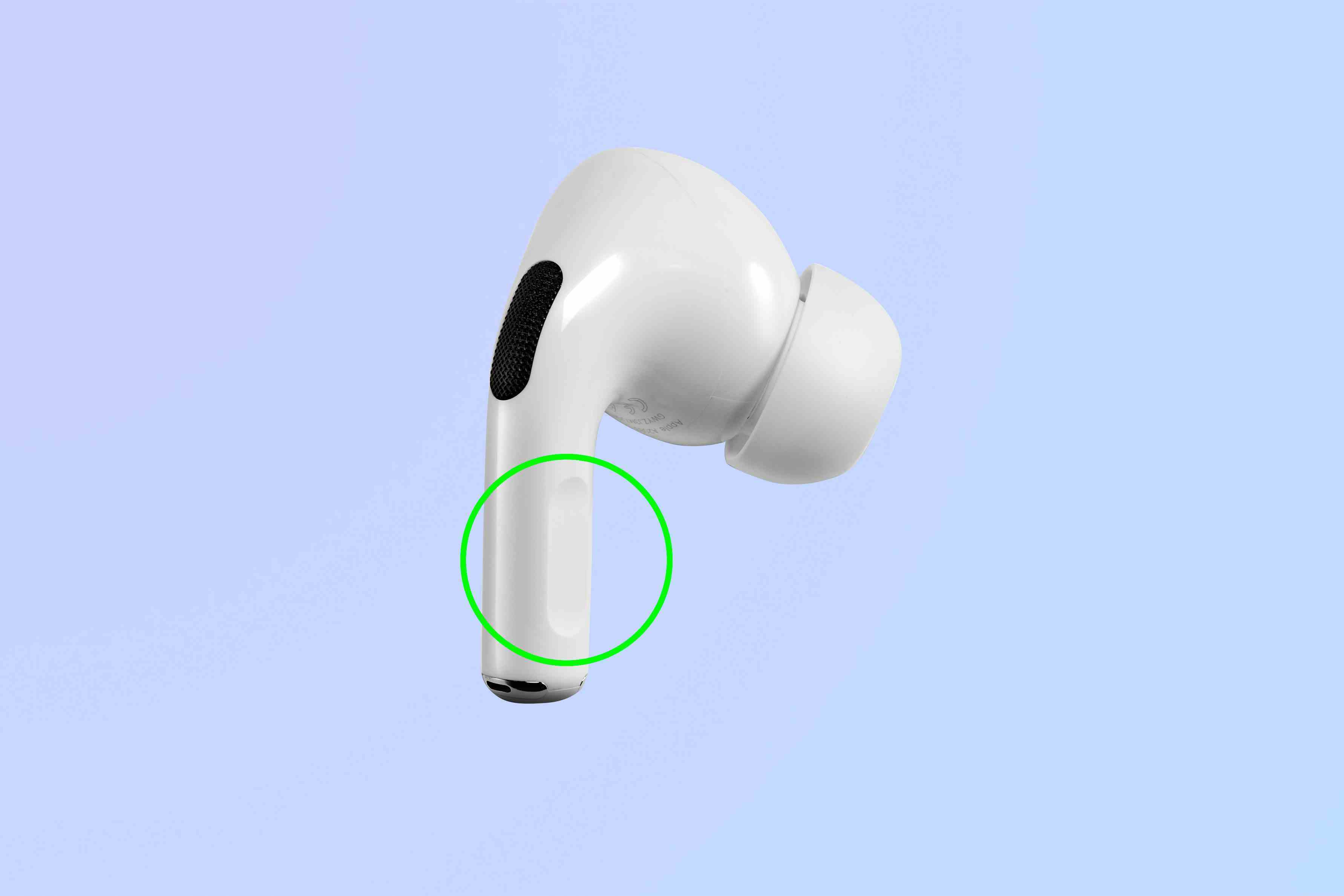 Kuvvet sensörünün vurgulandığı AirPods Pro kulaklık