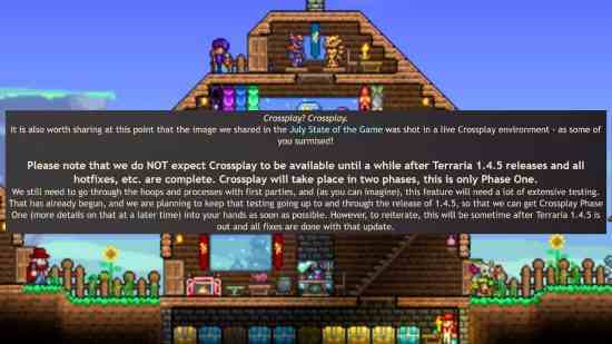 Terraria çapraz oyun testi - Geliştirici Re-Logic şunu yazıyor: 