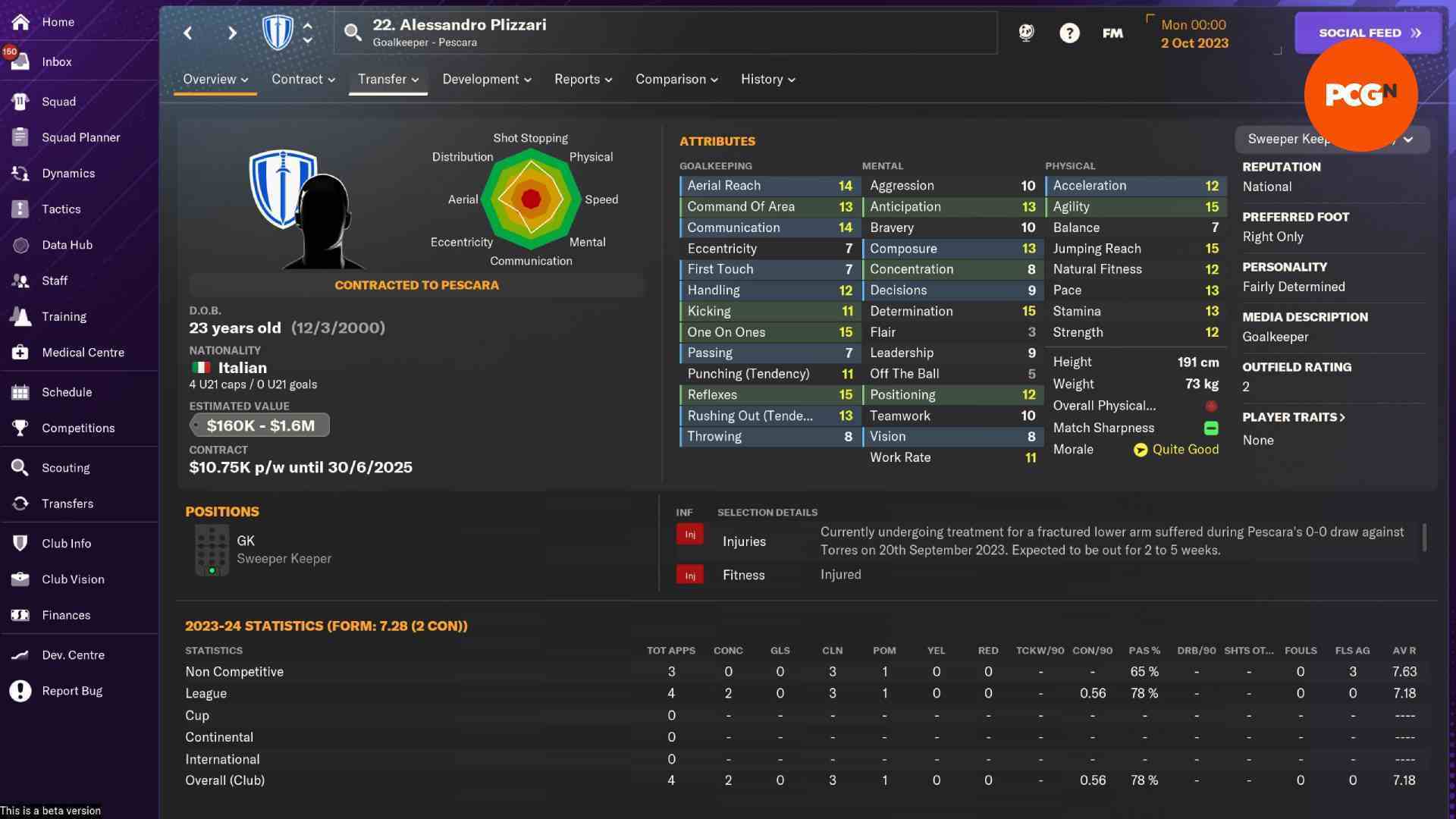 Football Manager 2024 pazarlıkları: Alessandro Plizzari