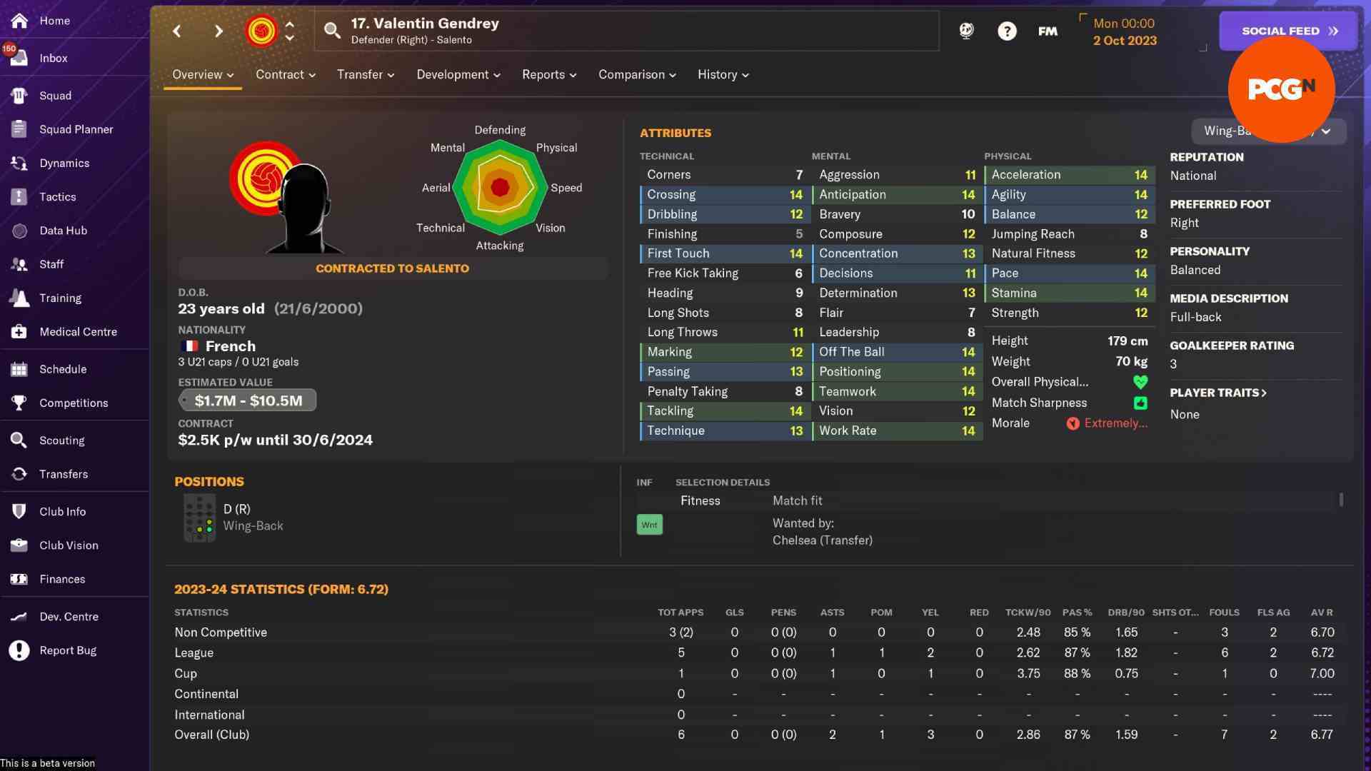 Football Manager 2024 indirimleri: Valentin Gendrey