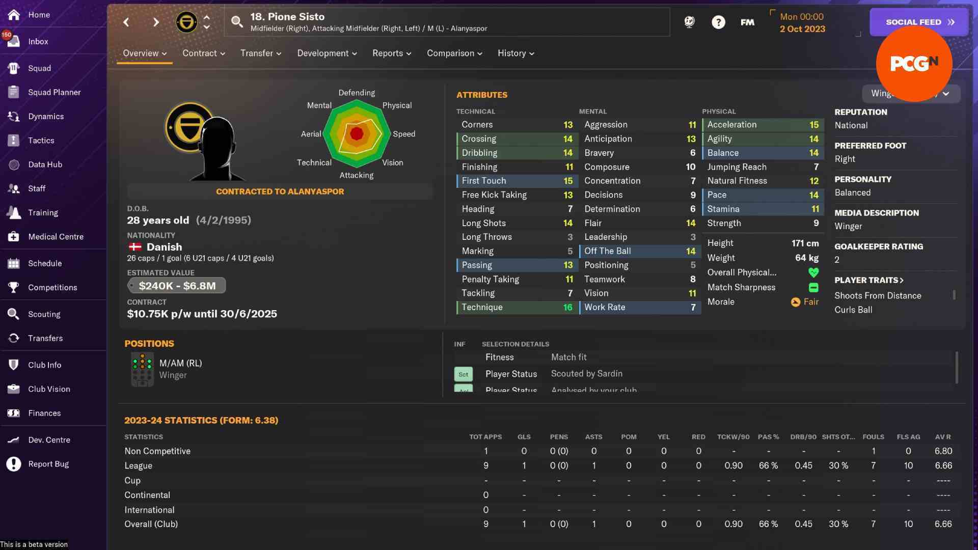 Football Manager 2024 indirimleri: Pione Sisto