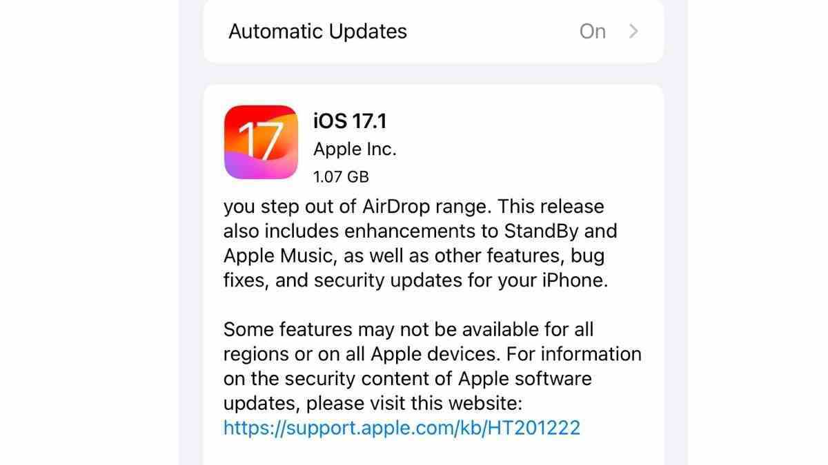 iOS 17 1 iOS 17.1